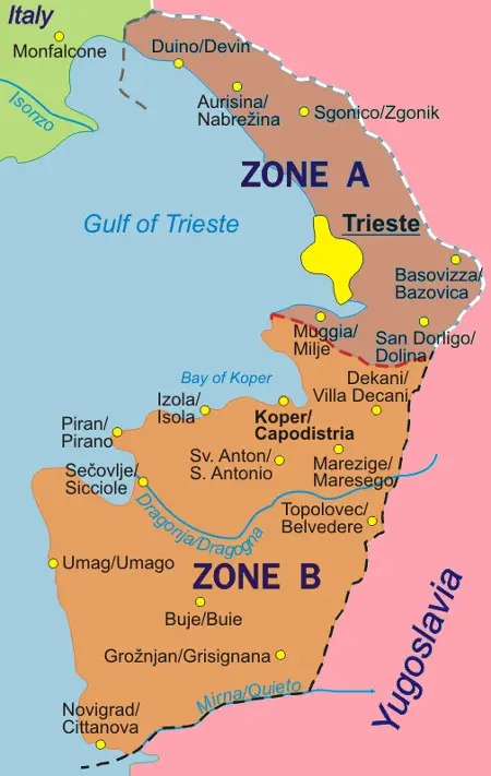 Free Territory of Trieste Istria Map Koper