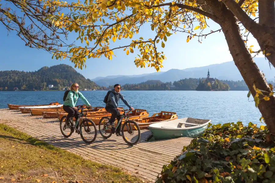 Cycling around Lake Bled in Slovenia