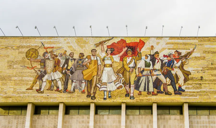 The Albanians murals artwork at Tirana National History Museum Albania