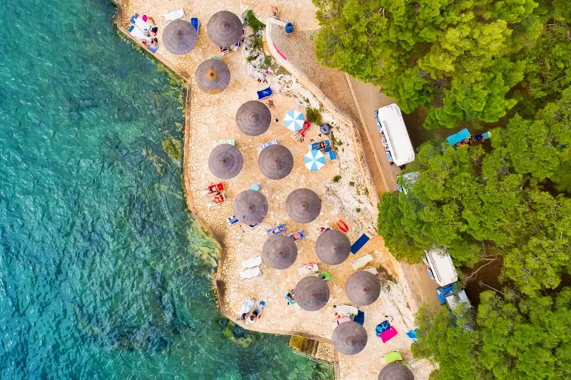 Poreč Beaches: Brulo Beach in Poreč Croatia near Zelena Laguna Beach
